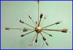18 Arm MID Century Modern Atomic Sputnik Brass Chandelier Light Fixture