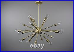 18 Light Mid Century Brass Sputnik atomic chandelier starburst light Fixture