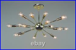 18 Light Mid Century Brass Sputnik atomic chandelier starburst light Fixture