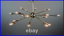 18 Light Mid Century Brass Sputnik atomic chandelier starburst light Fixture