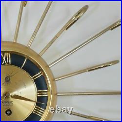 1958 Mid-Century J&M Wind Starburst Atomic 8-day Windup Wall Clock