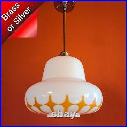 1960s UFO Atomic Age Opaline Glass Pendant Ceiling Light Space Age Lighting