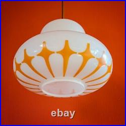 1960s UFO Atomic Age Opaline Glass Pendant Ceiling Light Space Age Lighting