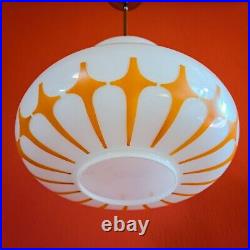 1960s UFO Atomic Age Opaline Glass Pendant Ceiling Light Space Age Lighting