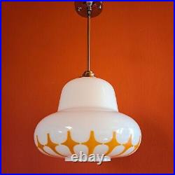 1960s UFO Atomic Age Opaline Glass Pendant Ceiling Light Space Age Lighting