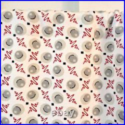 2 Vintage mid century atomic cotton barkcloth fabric drapery panels curtains