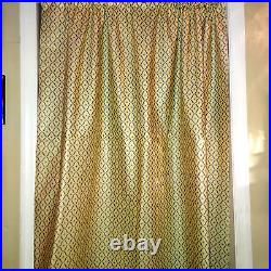 2 panels 47 x 129 lined mid century fabric curtains yellow blue atomic fabric