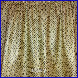 2 panels 47 x 129 lined mid century fabric curtains yellow blue atomic fabric