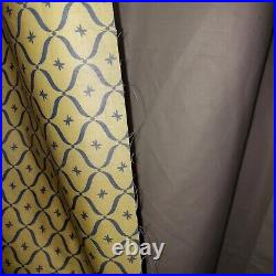 2 panels 47 x 129 lined mid century fabric curtains yellow blue atomic fabric