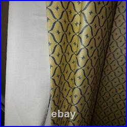 2 panels 47 x 129 lined mid century fabric curtains yellow blue atomic fabric