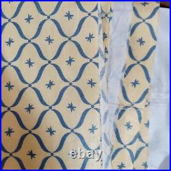 2 panels 47 x 129 lined mid century fabric curtains yellow blue atomic fabric