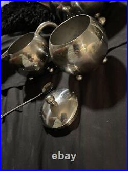 3 Pcs, Mid-Century, Danish Atomic Style Stainless Steel, 1960s, Chrome Tea Set