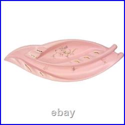 50s Vintage MCM Atomic Pink Floral Ceramic Large Centerpiece Ashtray Mid-Century