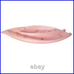 50s Vintage MCM Atomic Pink Floral Ceramic Large Centerpiece Ashtray Mid-Century