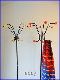 60s Hago atomic RED coat stand rack umbrella hooks vintage retro mid century mcn
