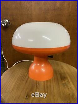60s Orange Atomic Age Mushroom Table Lamp Psychedelic Plastic Mid Century Modern