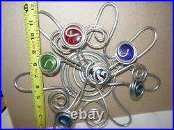 ATOMIC SPIRAL METAL WALL ART Mid Century modern MCM Glass Marble Eyes