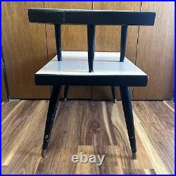 Atomic Era Mid Century Modern Laminate Two-Tier End Table Laminate Step. Brass