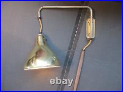 Atomic Lamp Weighted Pull Down Swing Arm Wall Cantilever Pulley Mid Century BSMT