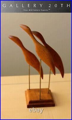 Atomic MID Century Modern Abstract Birds Teak Sculpture! Vtg 50s 60s Danish Art