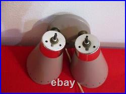 Atomic Metal Wall Light Mid Century Modern Double Scone Cone Rare Star Cut Out D