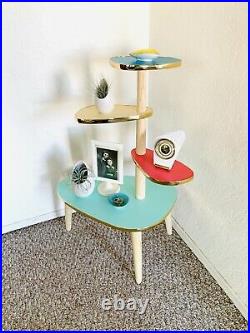 Atomic Plant Stand Mid Century Side Table Formica End Table Vintage 50s 60s
