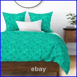 Atomic Teal Mid Century Modern Retro Mod 1950S Sateen Duvet Cover by Roostery