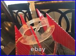 Authentic Rare Retro MID Century Atomic String Hanging Lamp Red/clear Lucite