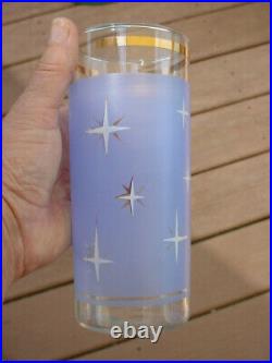 Bartlett Collins Mid-Century Atomic North Star Collins Cocktail Glasses Sky Blue