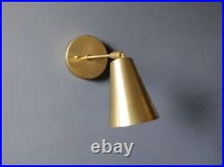 Brass Extended Cone Wall Sconce Mid Century Atomic Swivel Shade Bedroom