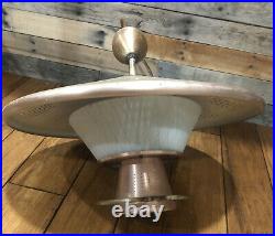 Ceiling Light Mid Century 21 Pull Down Retractable Saucer Fixture Atomic 1950s