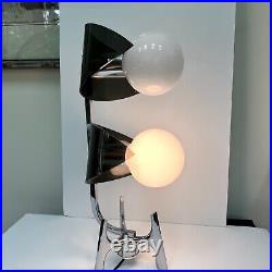 Chrome Smoked Lucite Globe Table Lamp Atomic Sculptural Mid-Century 60s Working