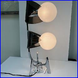 Chrome Smoked Lucite Globe Table Lamp Atomic Sculptural Mid-Century 60s Working