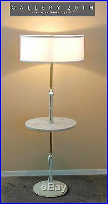 Clean! Atomic MID Century Table Floor Lamp! White Pole Lightolier Vtg Modern 50s