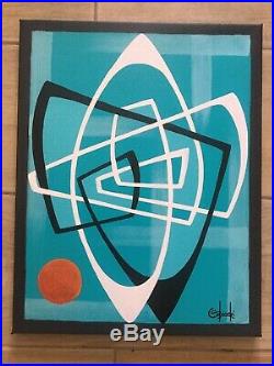 Clee Sobieski Painting Abstract Mid Century Modern Retro Eames Geometric Atomic