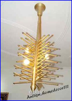 Collectible Modern Vintage Brass Finish Atomic Sputnik Chandelier Fixture 1950s