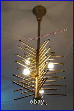 Collectible Modern Vintage Brass Finish Atomic Sputnik Chandelier Fixture 1950s