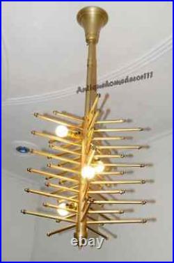 Collectible Modern Vintage Brass Finish Atomic Sputnik Chandelier Fixture 1950s