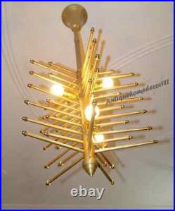 Collectible Modern Vintage Brass Finish Atomic Sputnik Chandelier Fixture 1950s