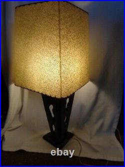 Cool Vintage 50s Ceramic Lamp Fiberglass Heart Shade Mid Century Modern Atomic