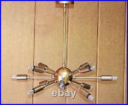 Detail Classic Mid Century Modern Antique Brass Sputnik atomic chandelier star