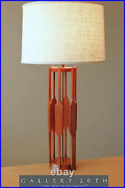Fab MID Century Danish Modern Teak Table Lamp! Hans Wegner Era 1950s Vtg Atomic