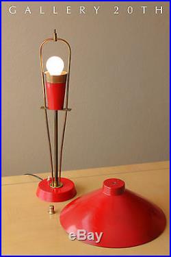 Fab! MID Century Modern French Red Desk Lamp! Atomic Arteluce Vtg 1950s Lighting