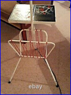 French Atomic Mid Century Table/lamp/Magazine Rack Original Rewired and Working