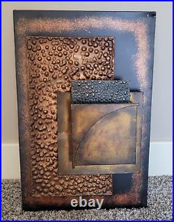 Handmade Mid-Century Modern MCM Brutalist Atomic Metal Wall Sculpture Copper