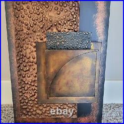 Handmade Mid-Century Modern MCM Brutalist Atomic Metal Wall Sculpture Copper