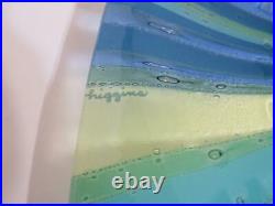 Higgins Art Glass Atomic Starburst 13.5 Platter Tray Charger Mid Century Modern
