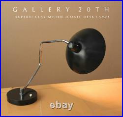 Iconic! Clay Michie For Knoll Desk Lamp! MID Century Modern Atomic 50s Vtg Black