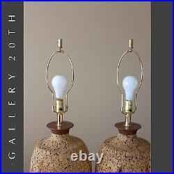 Iconic Pair Of MID Century Modern Cork Table Lamps! Vtg Atomic Lighting 1950s