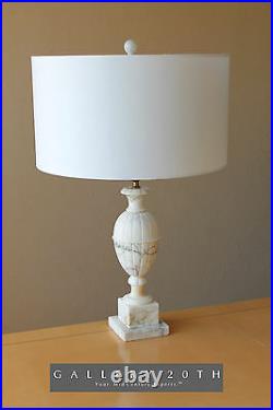 Italian MID Century Marble Table Lamp! White Interior Decorator Vtg Atomic 50's
